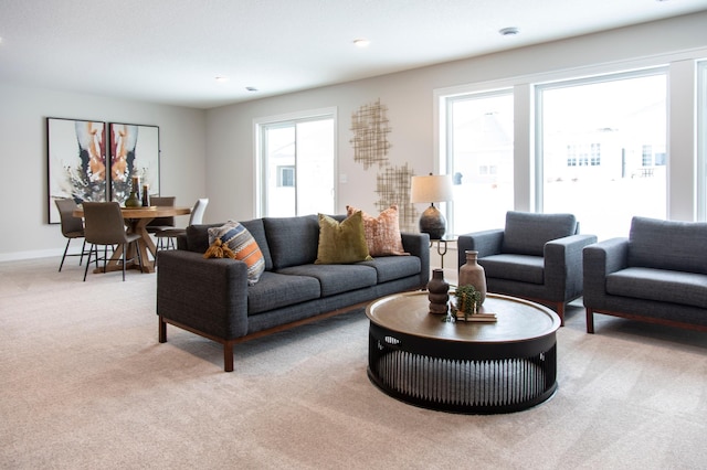 carpeted living room with plenty of natural light