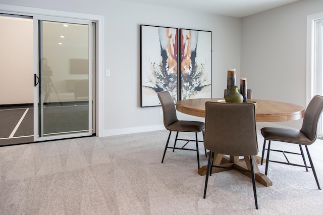 view of carpeted dining room