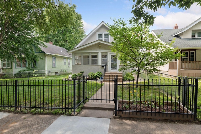 1503 Sheridan Ave N, Minneapolis, MN 55411 - view of front of home with a fenced front yard, a gate, and stucco siding