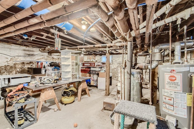 basement with gas water heater