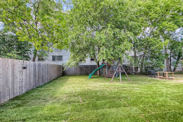 view of yard featuring a playground