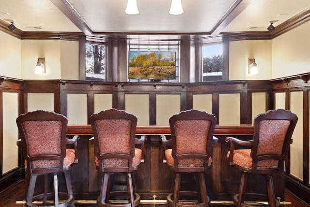 bar featuring ornamental molding