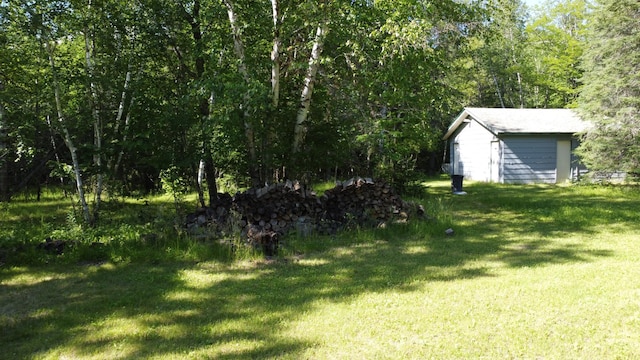 view of yard with an outdoor structure