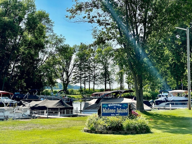 view of property's community with a yard