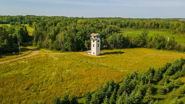 bird's eye view featuring a forest view