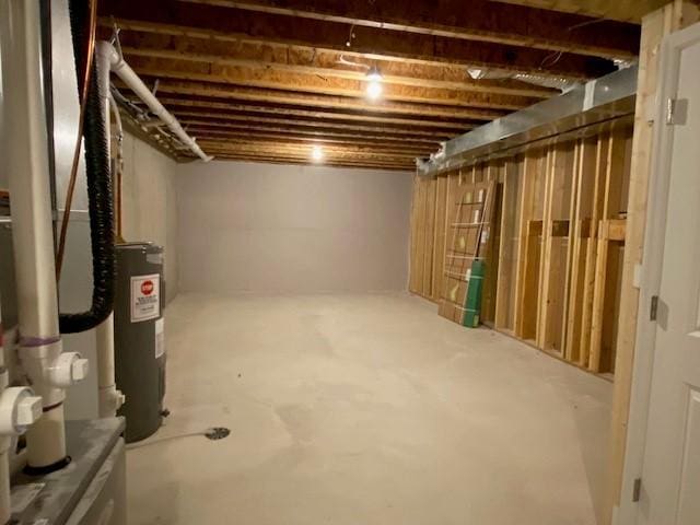 basement with electric water heater