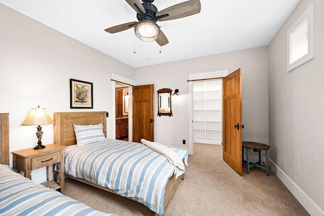 bedroom with carpet flooring and ceiling fan