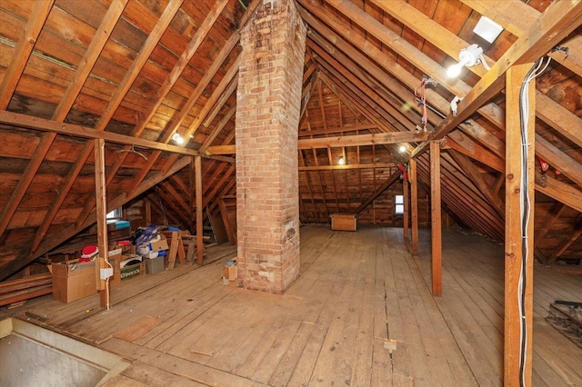 view of unfinished attic