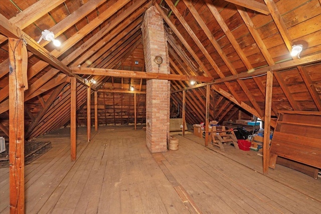 view of unfinished attic