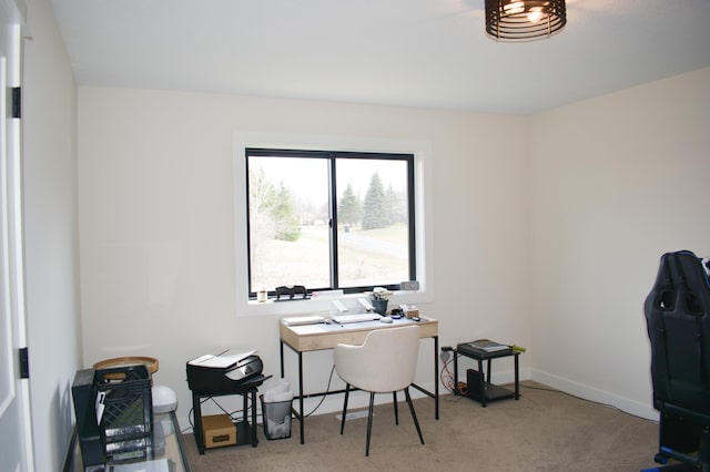 view of carpeted home office