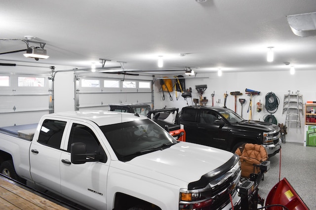 garage with a garage door opener