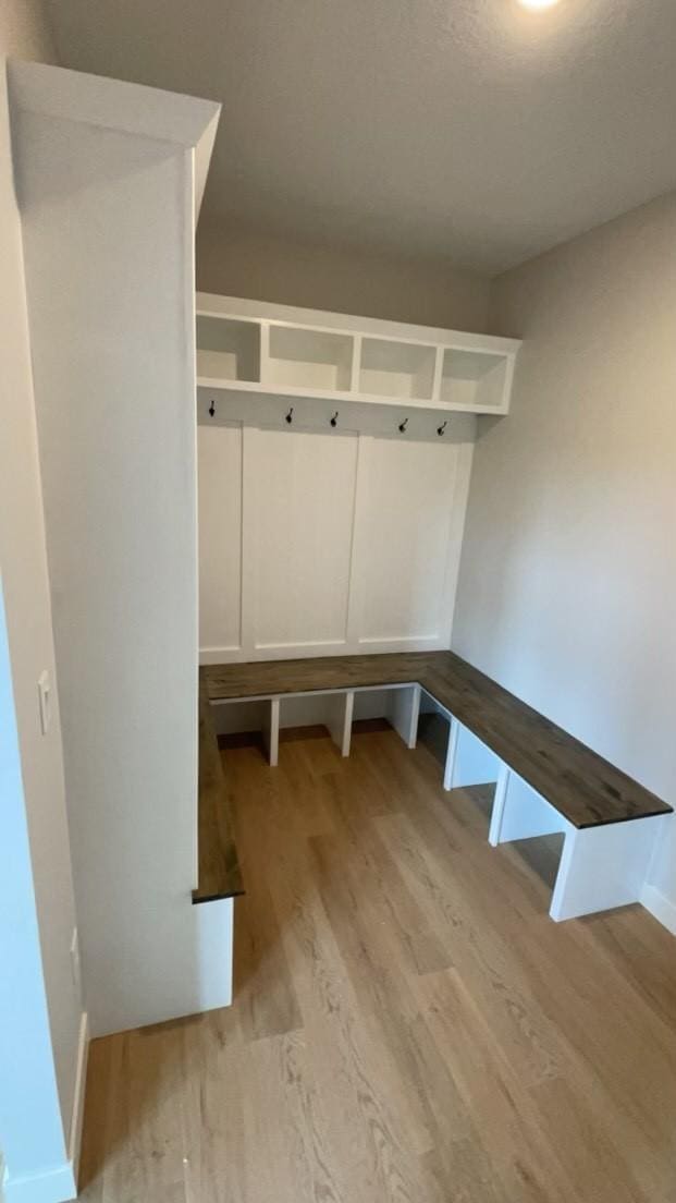 mudroom featuring light wood-type flooring