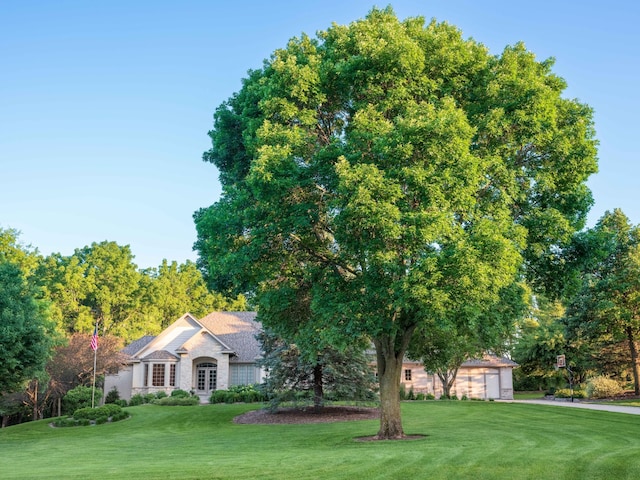 view of front of home featuring a front yard