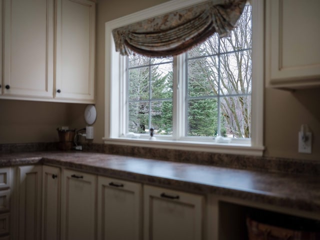 kitchen with white cabinets