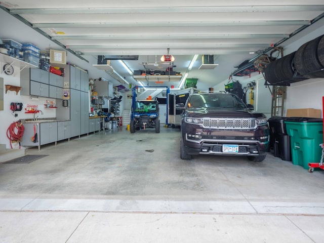 garage with a garage door opener