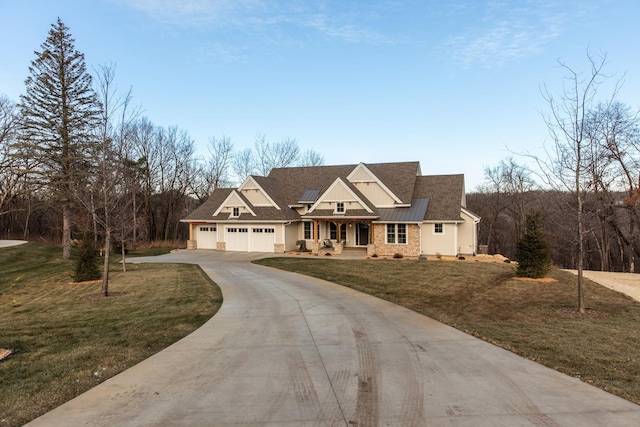 craftsman-style home featuring a front yard and a porch