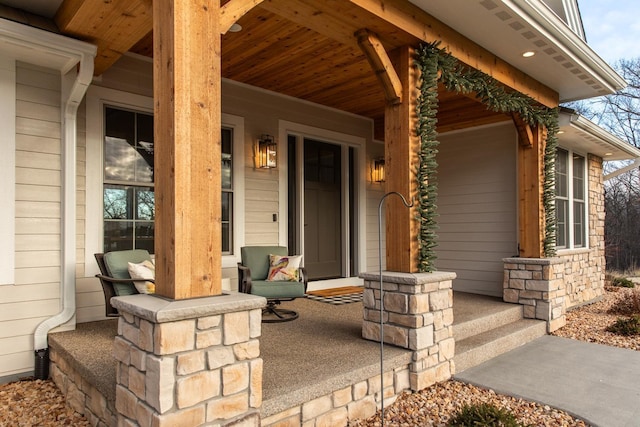 entrance to property with a porch