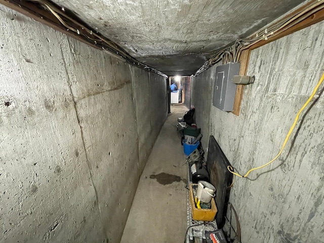 basement featuring electric panel