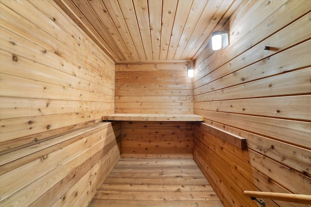 view of sauna / steam room with hardwood / wood-style flooring