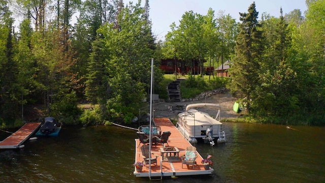 view of dock featuring a water view