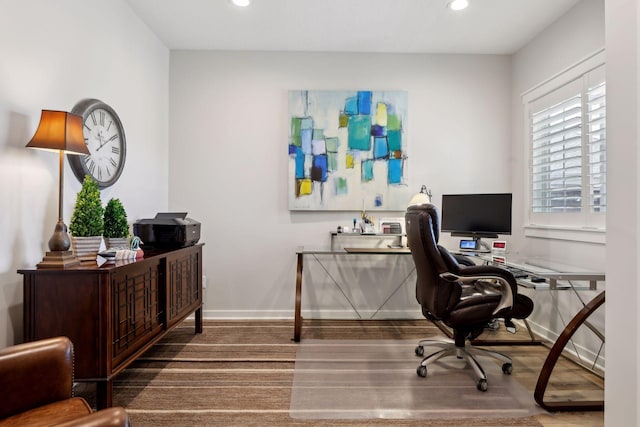 office featuring dark wood-type flooring