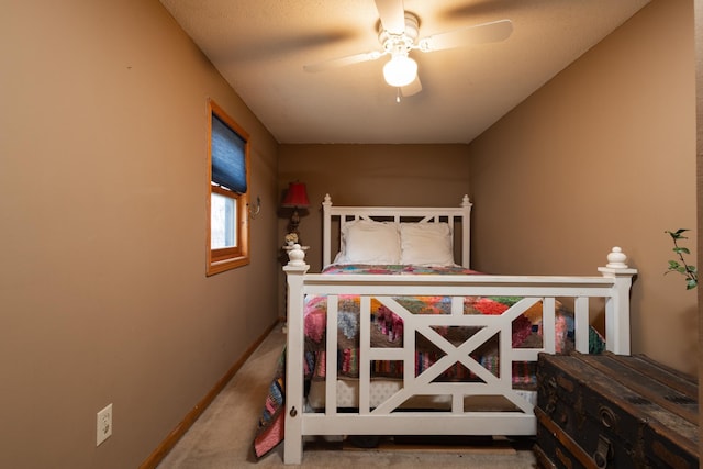 bedroom with carpet flooring and ceiling fan