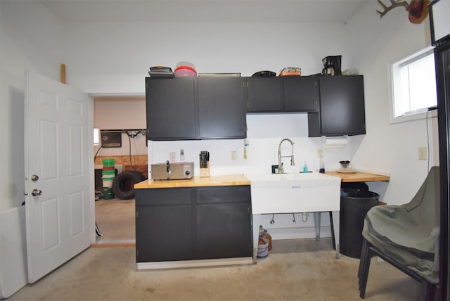 kitchen with light colored carpet and sink