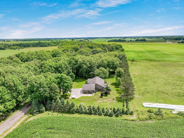 birds eye view of property featuring a rural view