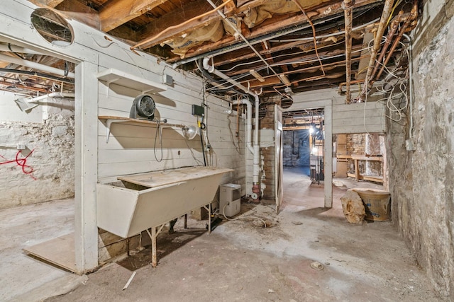 basement featuring sink