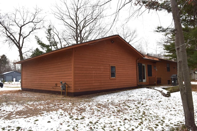 view of snow covered exterior