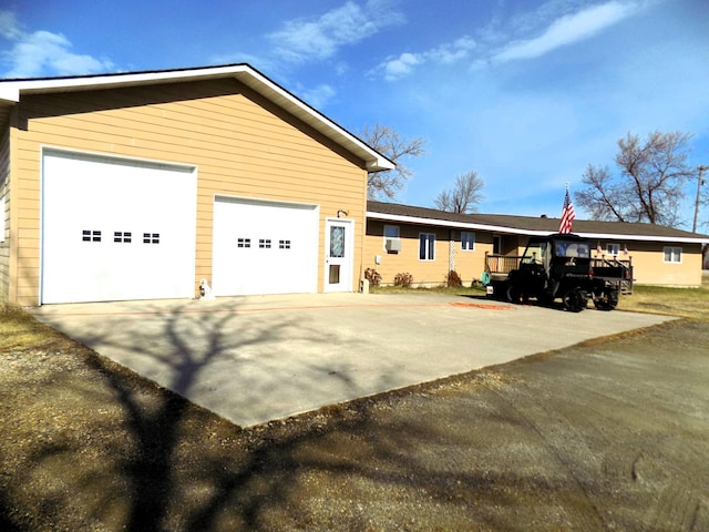 exterior space with a garage