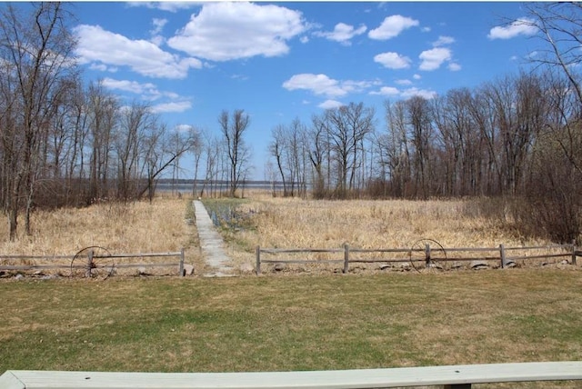 view of yard with a rural view