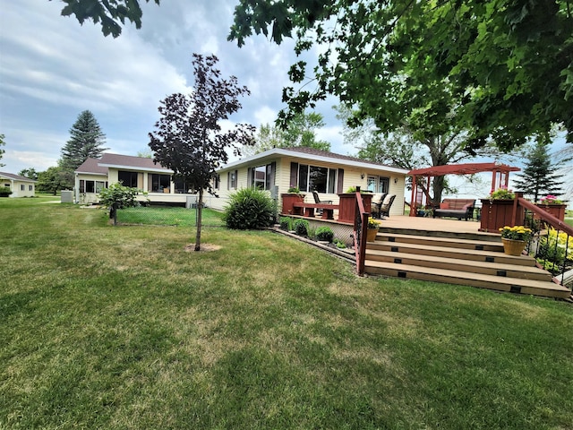 view of yard featuring a deck