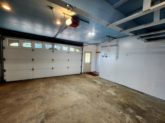 garage with a garage door opener