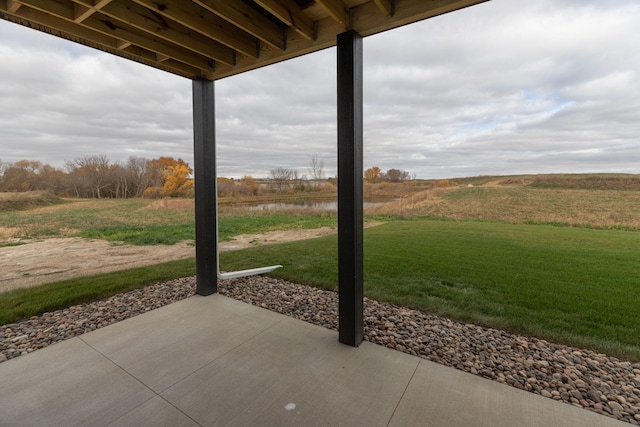 view of patio / terrace featuring a rural view