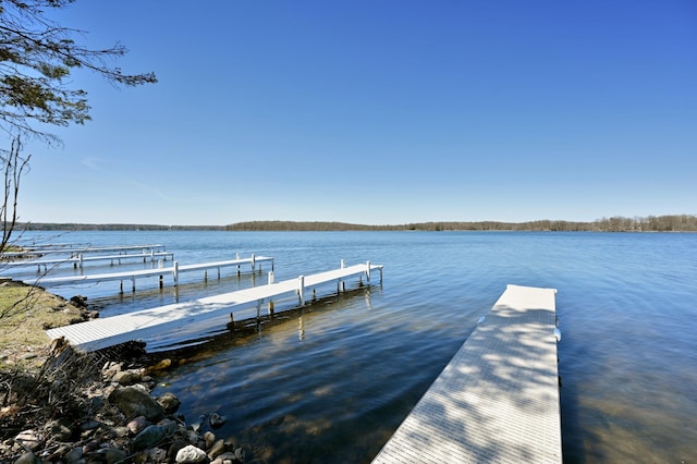 view of dock featuring a water view