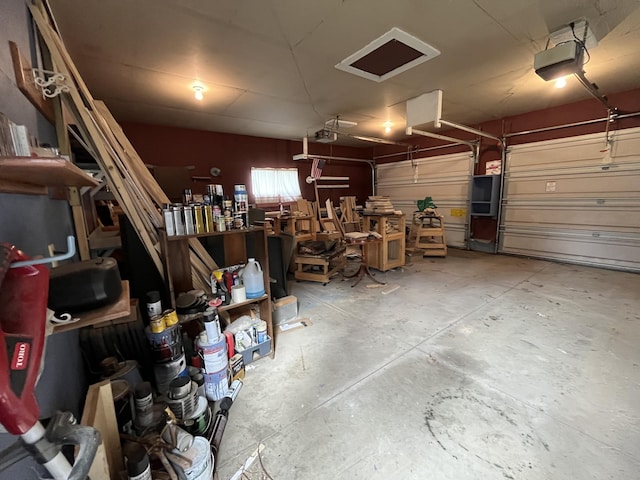 garage with a garage door opener