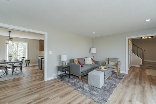 living room featuring light hardwood / wood-style flooring