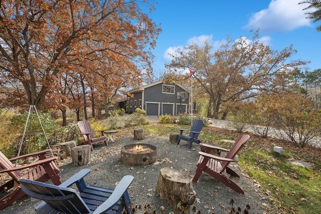 view of patio / terrace with an outdoor fire pit