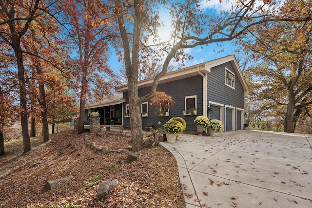 view of front of property with a garage