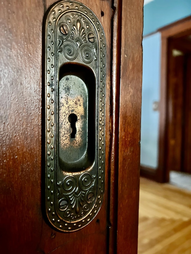 interior details with parquet flooring