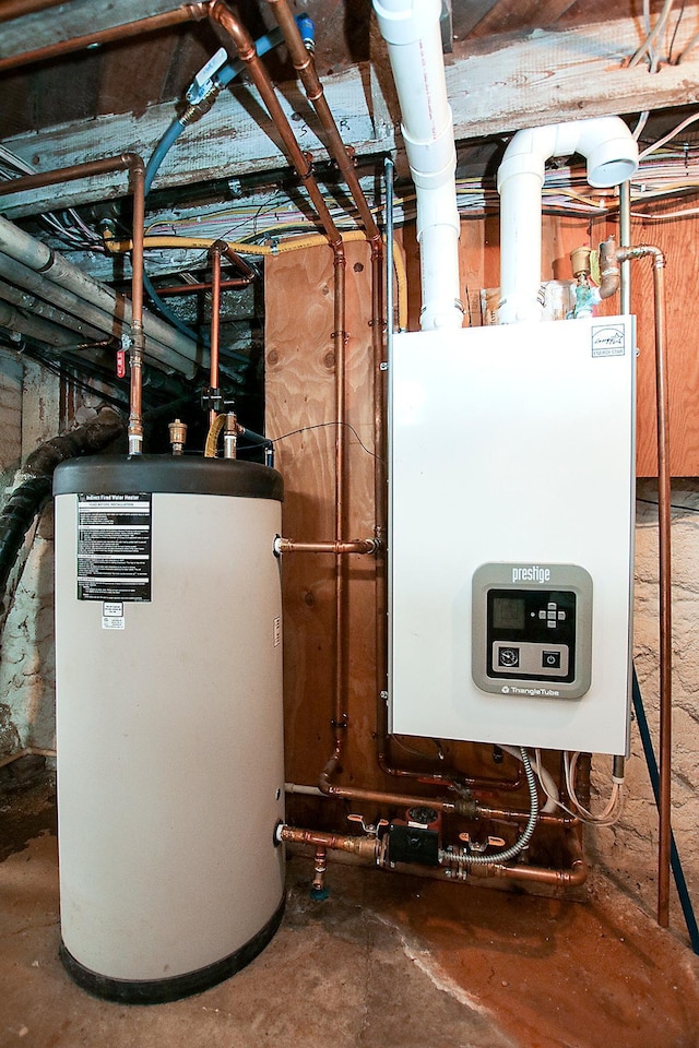 utilities with water heater and gas water heater