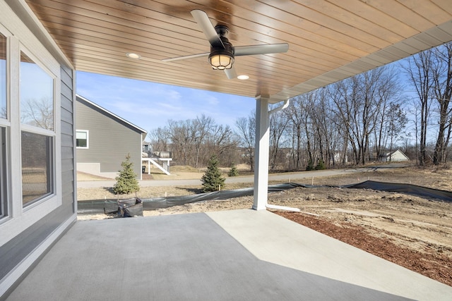 view of patio with ceiling fan