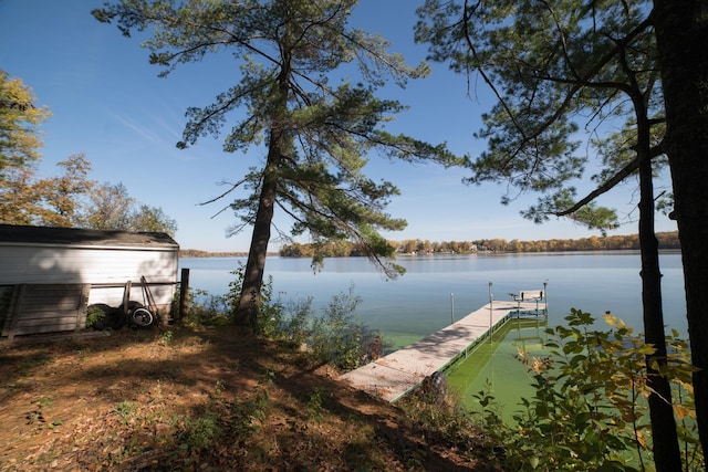 view of dock featuring a water view