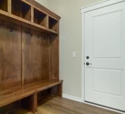 mudroom with hardwood / wood-style floors