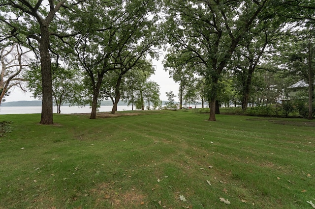 view of yard with a water view