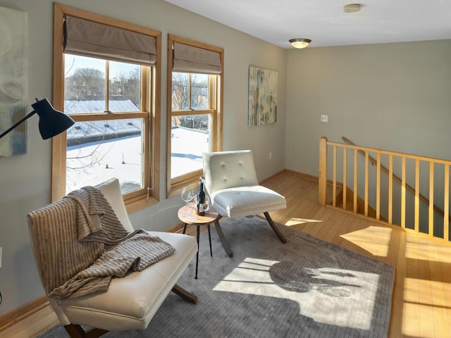 living area with light wood-type flooring