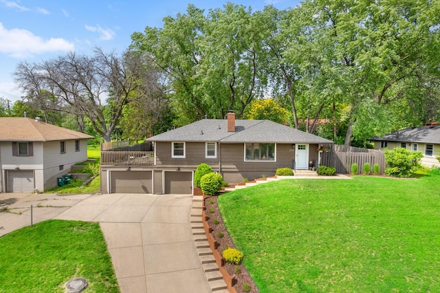 3706 90th St, Bloomington, MN 55431 - view of front of home with concrete driveway, an attached garage, and a chimney