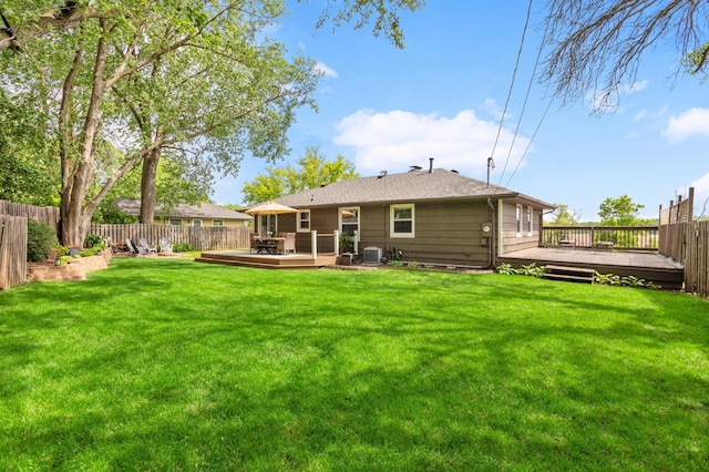 3706 90th St, Bloomington, MN 55431 - back of house with a fenced backyard and a wooden deck