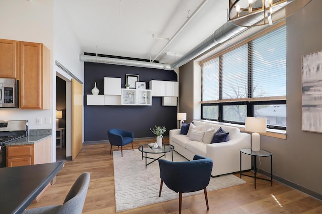 living room featuring light wood-type flooring